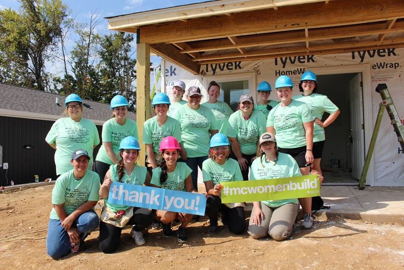 Photo of IUCU employees participating in the Women's build for Habitat for Humanity