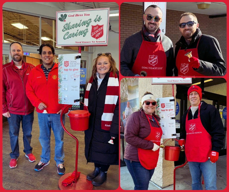 Photo of IUCU employees ringing bells for donations