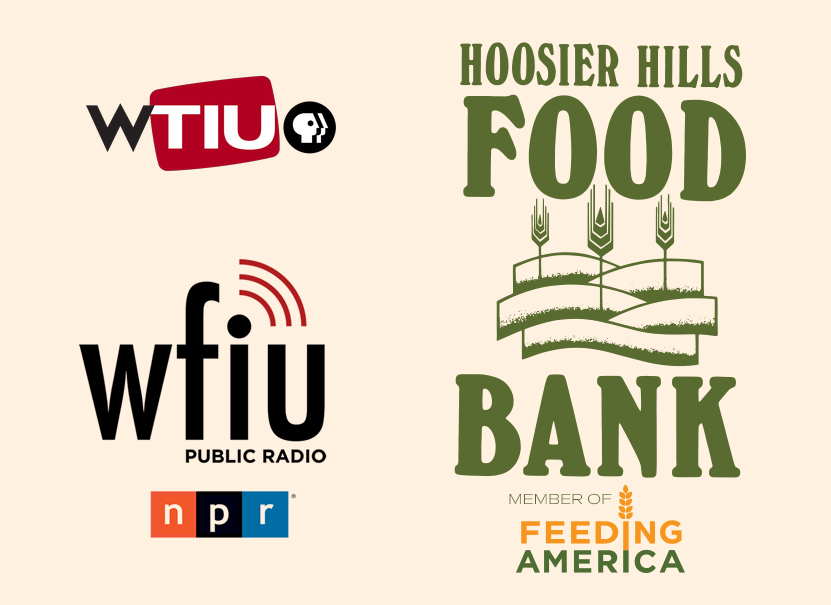 WTIU WFIU and Hoosier Hills Food Bank Logos